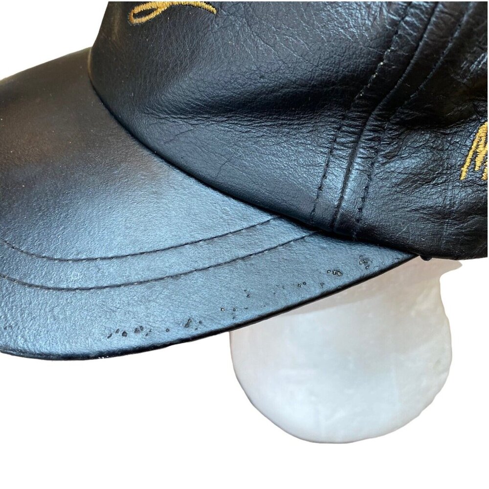 Vtg Good Year Racing Hat Cap LEATHER Embroidered Adjustable One Size RARE - Picture 8 of 10
